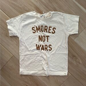 Wishing Elephant Cream Kids Shirt with Brown S’mores Not Wars Print